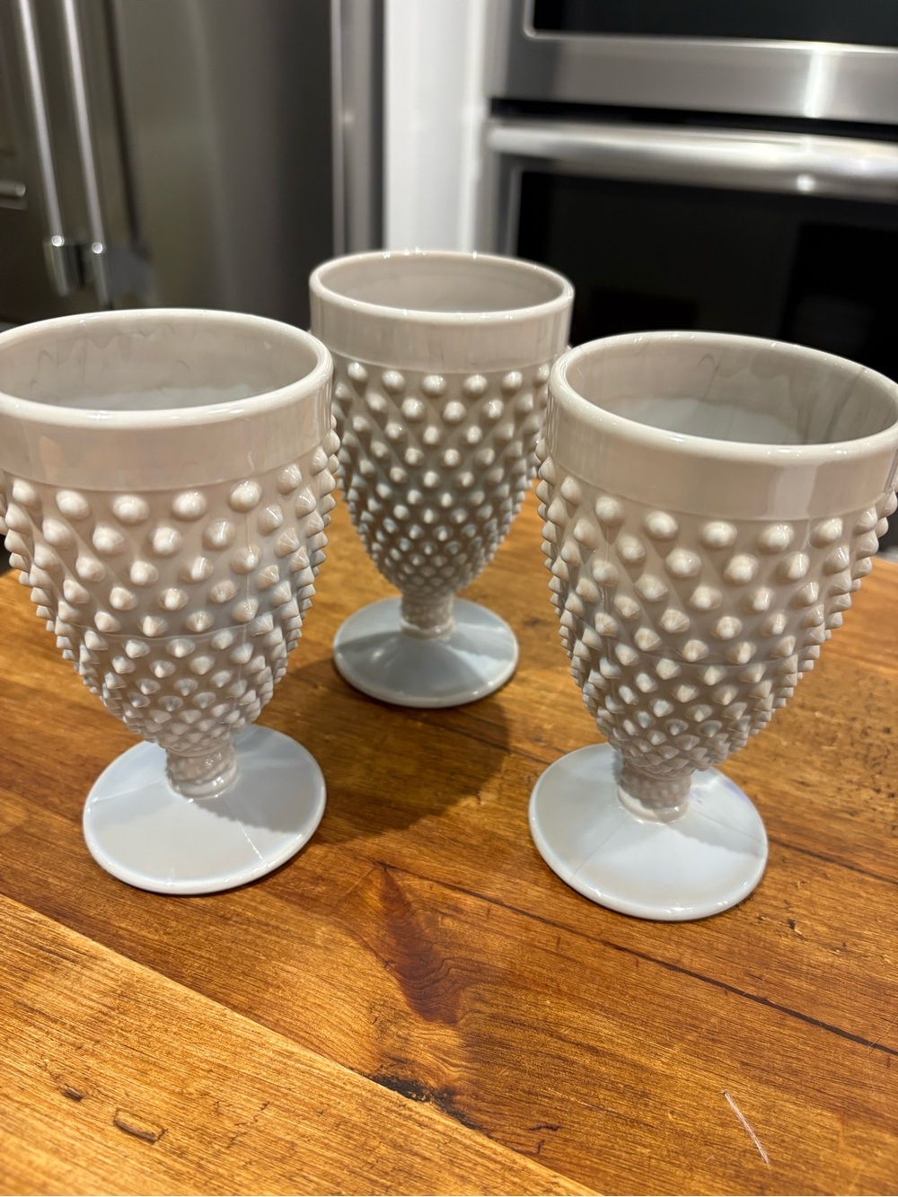 Gigi Marble Gray Water Goblets Hobnail Vintage